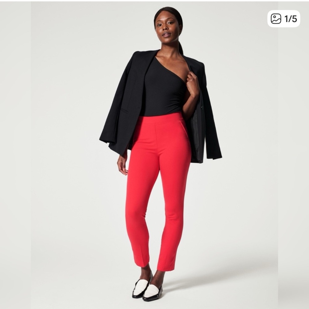 Spanx On-the-go Ankle Slim Straight Pants Red